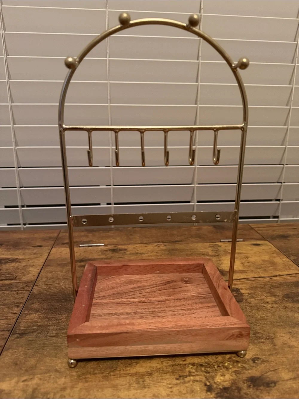 Gold & Wood Jewelry Stand Organizer